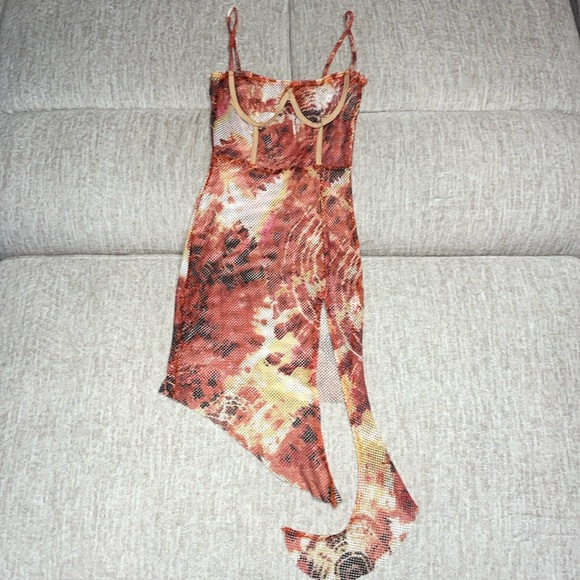 Patterned Mesh Mini Dress - Picture 2 of 6